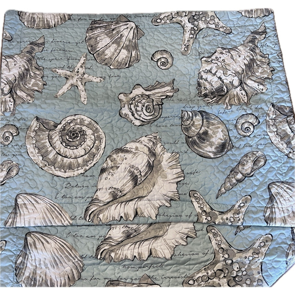 Jessy Home Seashell Pillow Shams Set of 2 Standard Aqua